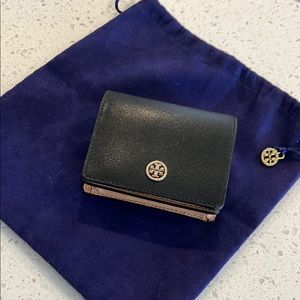 Tory Burch Black Key Card Holder Leather Compact